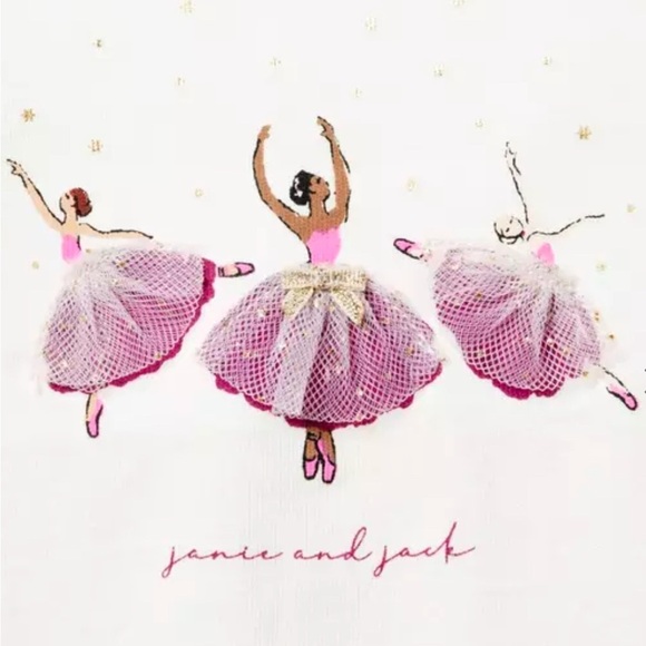 Janie and Jack • 2T • Long Ruffle Sleeve Ballerina Tee with appliqué detail - Picture 2 of 8